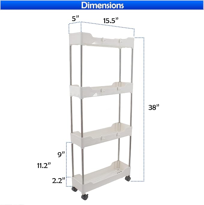 Slim Rolling Storage Cart w/ 4 Tiers - Image 6