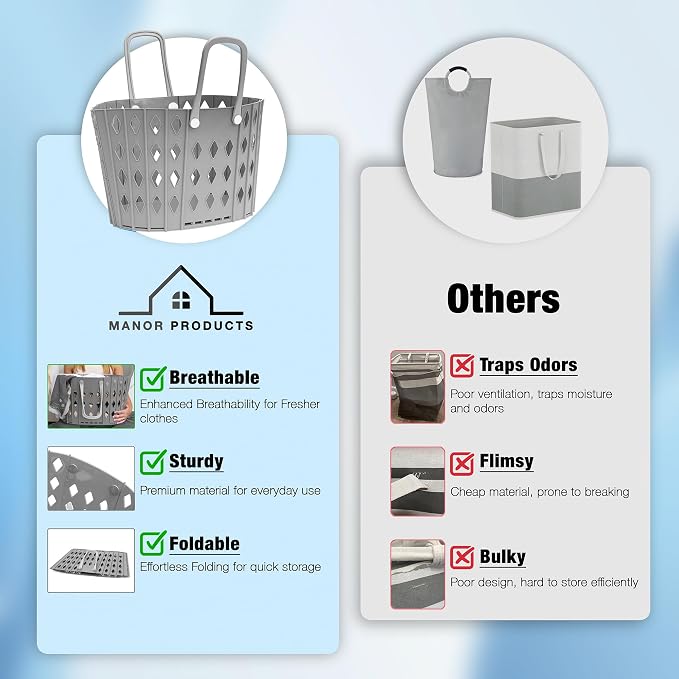 Collapsible Laundry Basket Durable Foldable Hamper - Image 6