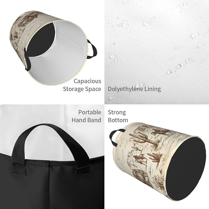 Western Desert Cowboy Laundry Hamper Bag - Image 3
