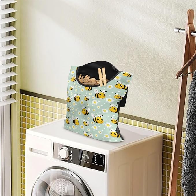 Bee Daisy Clothes Pin Hanging Bag Portable Clothespin Storage Bag - Image 2