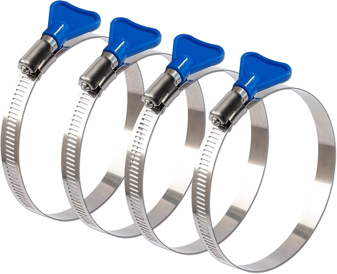ISPINNER 4pcs 4 Inch Key-Type 304 Stainless Steel Worm Gear Hose Clamps by ISPINNER
