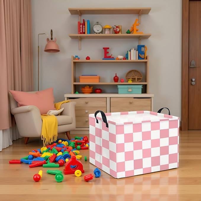 HIYAGON Rectangular Baby Girl Basket Fabric Storage Basket Storage Bin - Image 2
