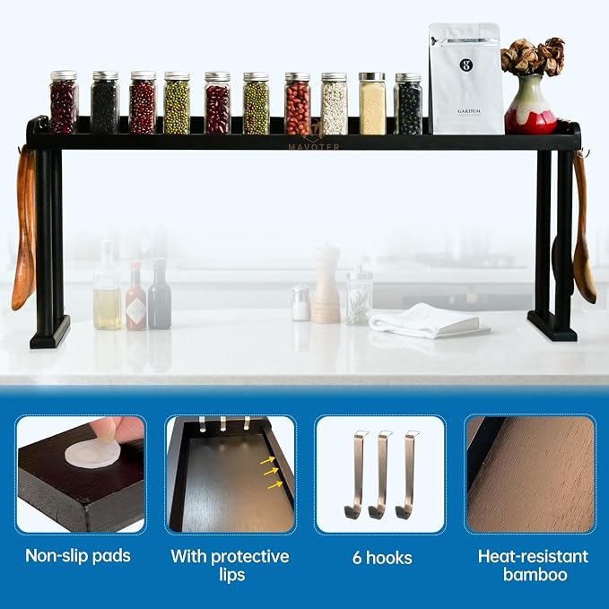 Over the Stove Shelf, Bamboo Stove Top Spice Rack - Image 6