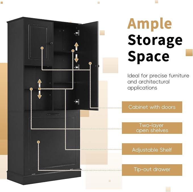 68" Tall Bathroom Storage Cabinet - Image 7