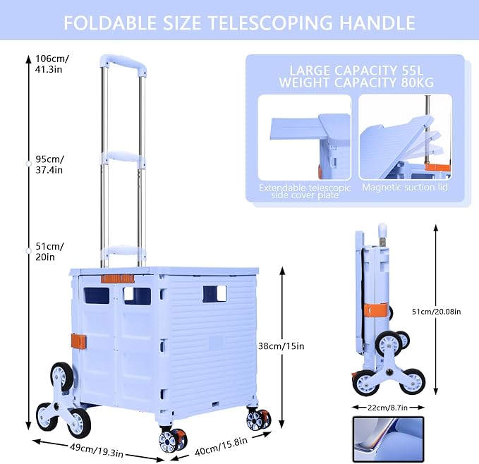 Foldable Utility Cart Folding Portable Rolling Crate - Image 7