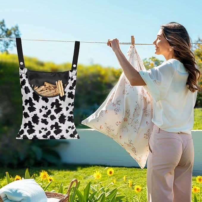 2 Pcs Cow Print Clothespin Bag - Image 2