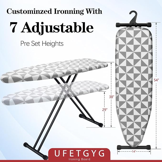 Ironing Board with Silicone Iron Rest pad, Extra Thick Cover, 14x54 Compact and - Image 2