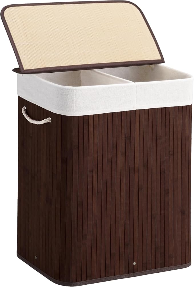 100L Laundry Hamper with lid, 2-Section Clothes Laundry Basket with Handles by Aliphonbyningge_ysHOME