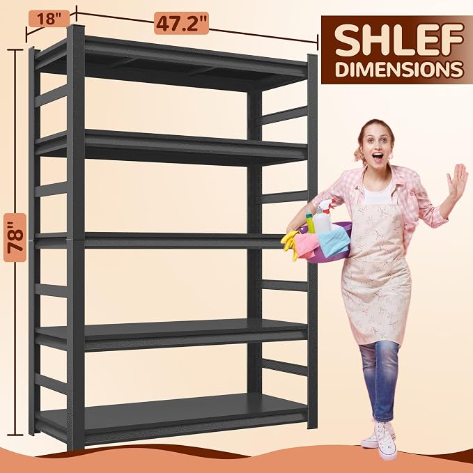 Laundry Shelf, 5 Tier Over Washer and Dryer Storage Shelves, Adjustable Easy to - Image 2