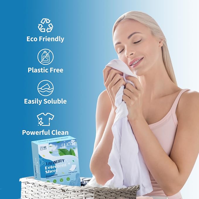 YUCO Laundry Detergent Sheets 80 Loads, Eco Friendly Laundry Soap Washer Sheets - Image 2