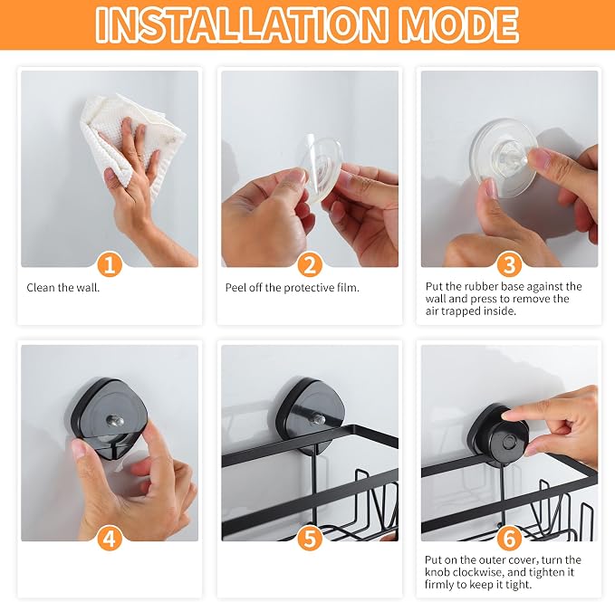 KEGII Shower Caddy Suction Cup, 4 Pack Suction Shower Shelf - Image 7