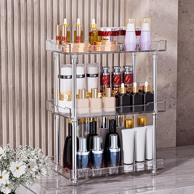 Body Spray Organizer, 3 Tier Bathroom Counter Organizer Acrylic Clear Corner - Image 5
