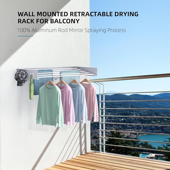 Drying Rack Clothing, Clothes Drying Rack Wall Mounted, Laundry Drying Rack - Image 3