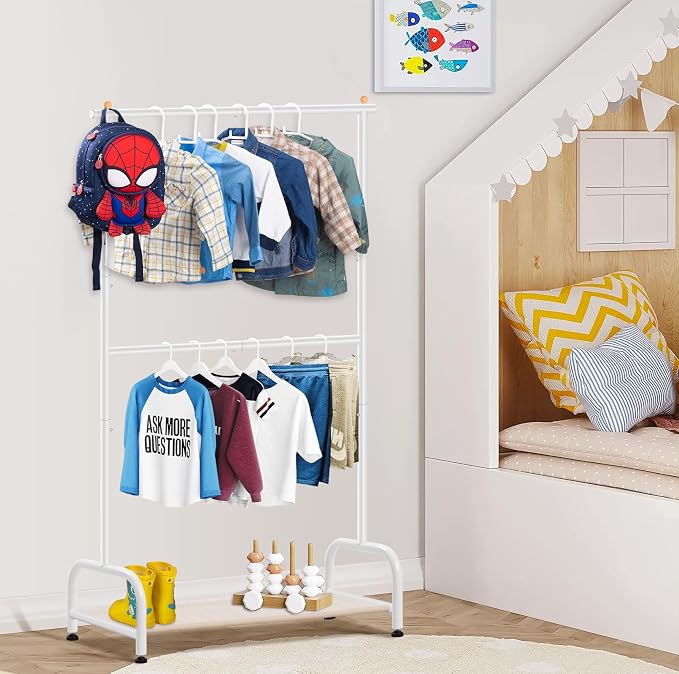 SLEEPING LAMB Double Rod Kids Clothes Rack, Small Toddler Clothing Rack - Image 7