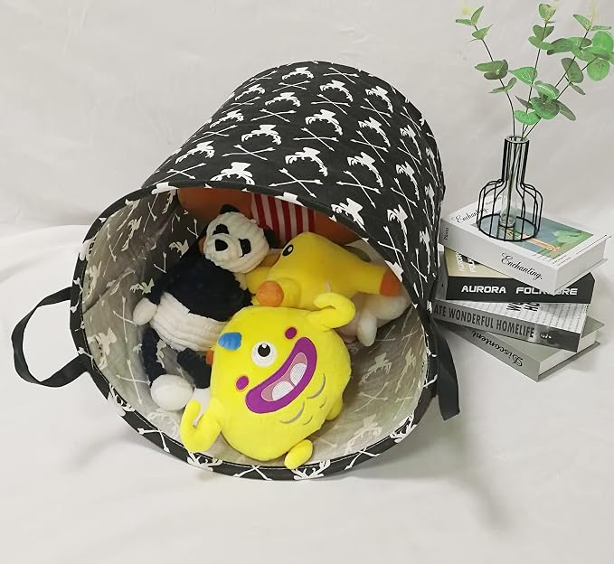 KUNRO Round Laundry Gift Basket Storage Hamper, Clothes Storage Organizer Bins - Image 4