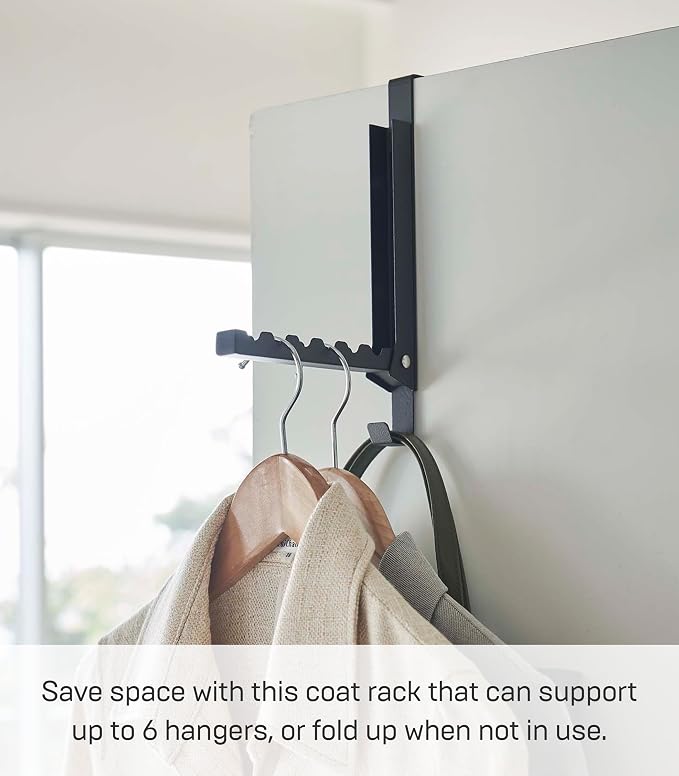 YAMAZAKI Home Smart Over The Door Coat Hook Organizer Collapsible Foldable Rack - Image 2