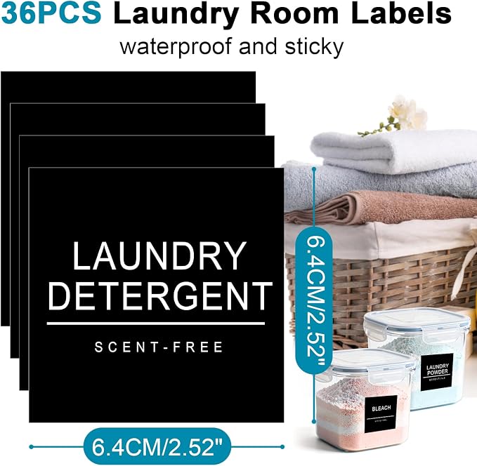 Laundry Room Labels Waterproof 36 Minimalist Home Organization Labels - Image 3