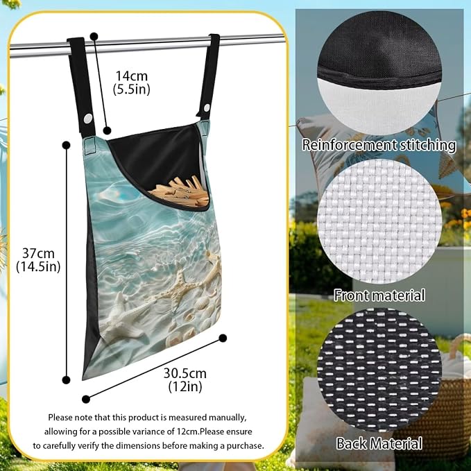 Shell Clothes Pin Bag Clothespin Bag Holder Large Capacity Clothespin Holder - Image 6