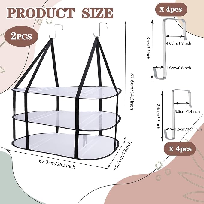 CINPIUK 2 Pcs 3-Tier Sweater Drying Rack Over The Door, Foldable Mesh Hanging - Image 3