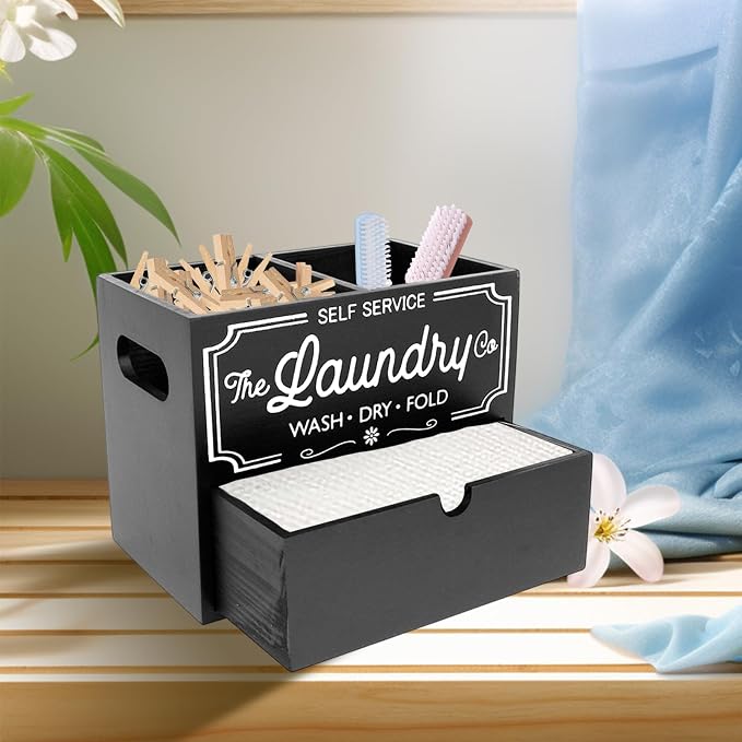 Wooden Dryer Sheet Container for Laundry Room Organization, Laundry Pods - Image 4