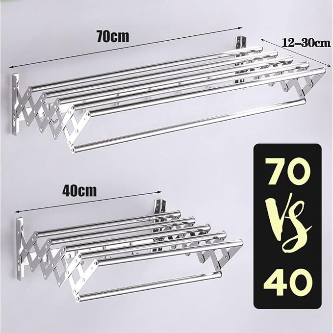 Foldable Wall Mounted Clothes Airer Hanger Towel Holder Household Easy Storage - Image 5