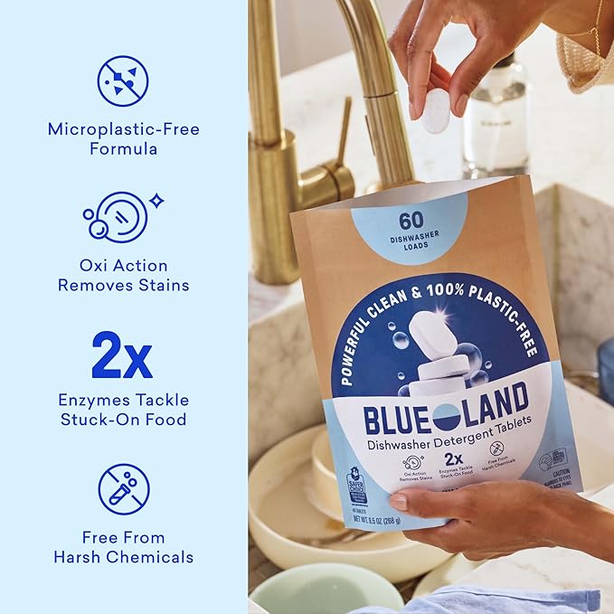 BLUELAND 100% Plastic-Free Dishwasher Detergent Tablets, Starter Set, Free & - Image 3