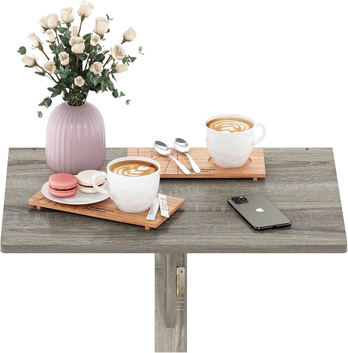 Furinno Hermite Wall Mounting Folding Table, French Oak - Image 4