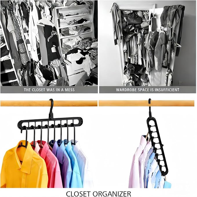 5pcs 9-Hook Rotating Hanger Organizer - 20lb Capacity Space Saving Hanger - Image 9