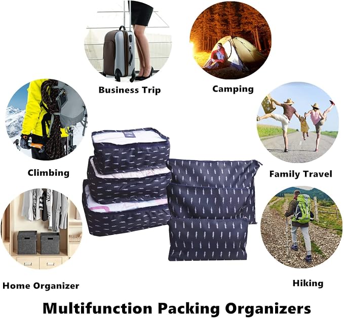 6 PCS Travel Suitcase Organizer Bags, Travel Organizer Packing Cubes Set - Image 5