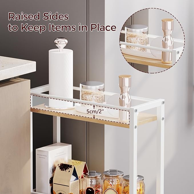Slim Rolling Cart, Mobile Kitchen Cart on Wheels, Narrow Storage Cart - Image 6