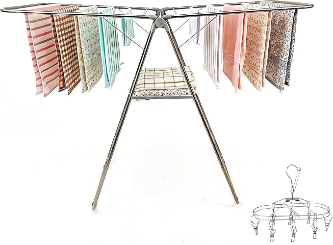Clothes Drying Rack Foldable -Height Adjustable Laundry Drying Rack Large Space by Unknown