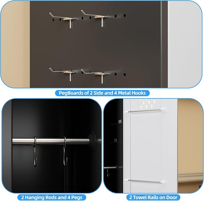72" H Broom Closet Storage Cabinet, Metal Garage Storage Cabinet - Image 5