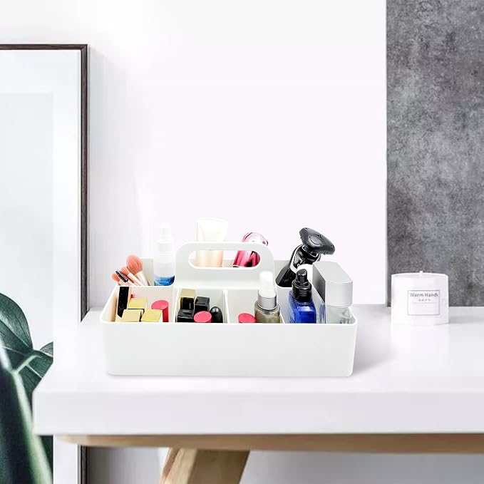 New Plastic Portable Makeup Organizer Caddy Tote Divided Basket Bin - Image 8