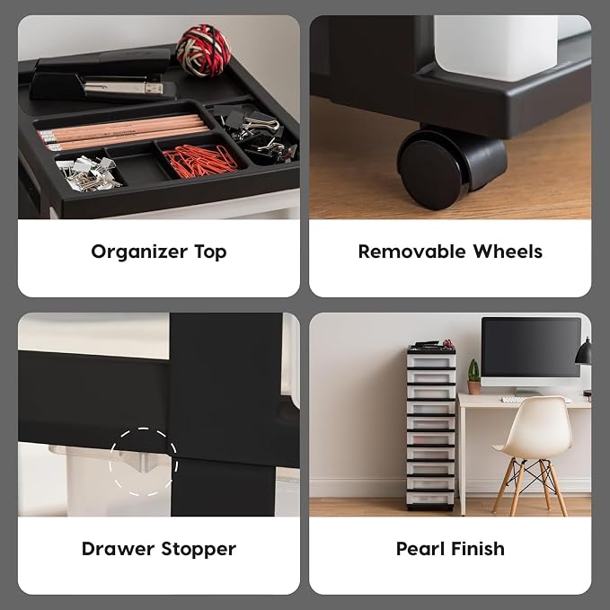 IRIS USA 2 Pack 10-Drawer Plastic Rolling Storage Cart Organizer - Image 5