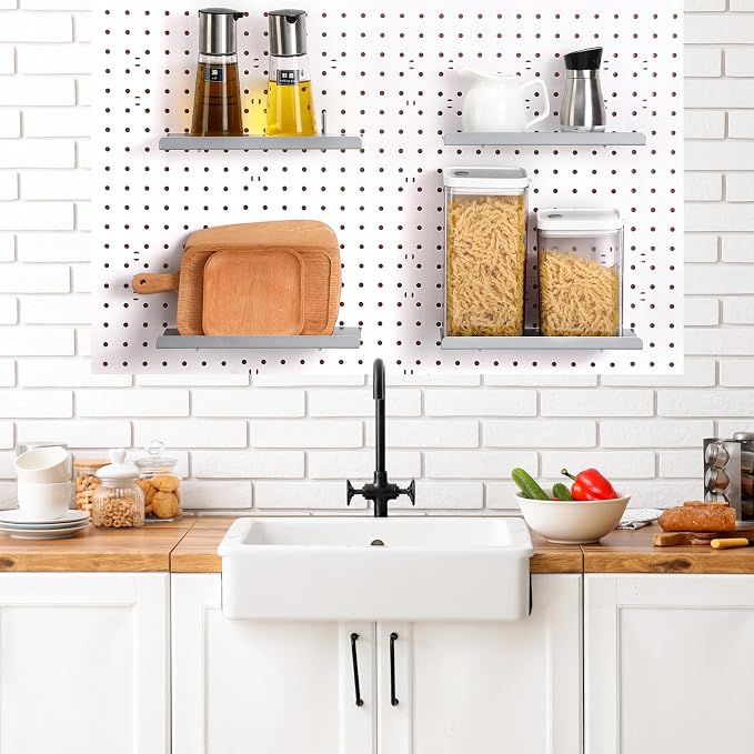 4 Pcs Pegboard Shelves Wall Organizer Brackets Pegboard Steel Tray Accessories - Image 5