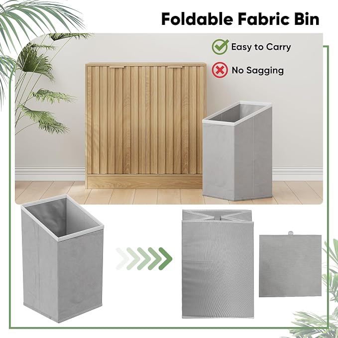 Smuxee Double Tilt Out Laundry Hamper Cabinet, Hidden Laundry Cabinet - Image 5