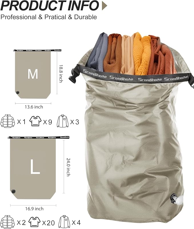 Travel Compression Laundry Bag, Pump-Free Vacuum Space Saver Bag - Image 2