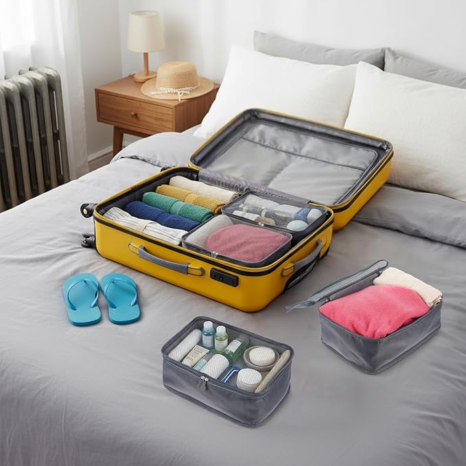 6 Pcs Packing Cubes, Mesh Travel Organizers, Foldable Laundry Bags, Water - Image 3
