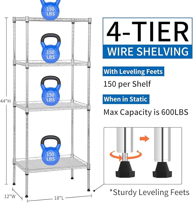 Meet perfect 4-Tier Wire Shelving Unit - Image 2