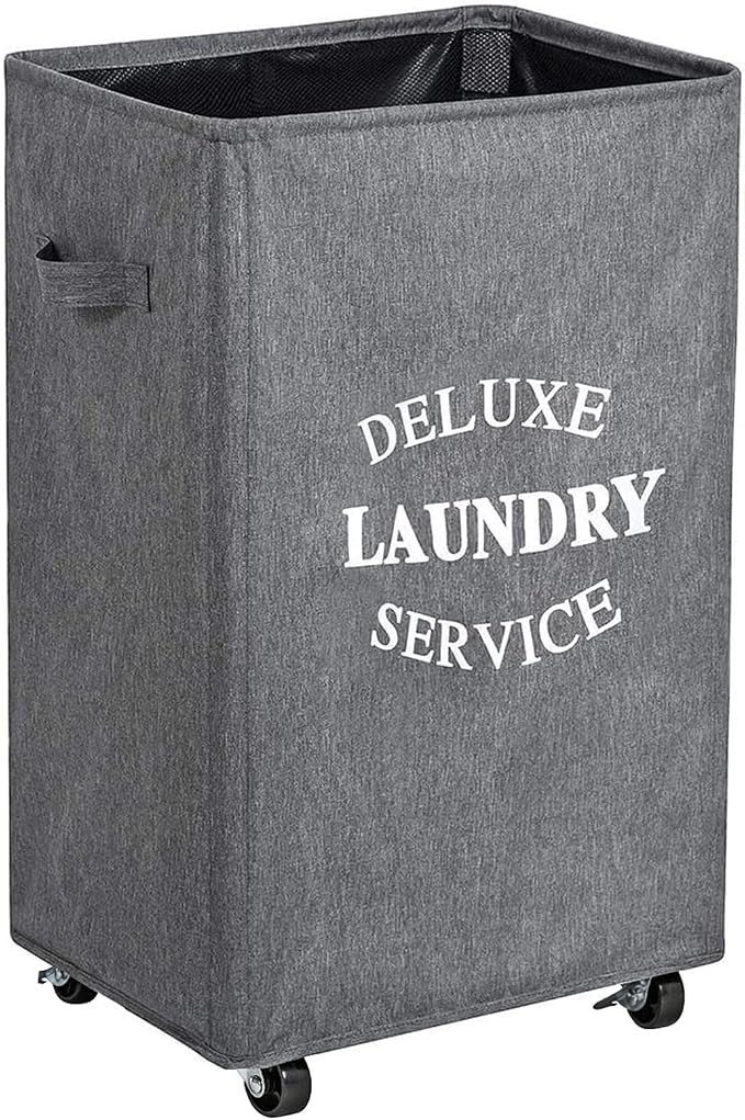 WOWLIVE Large Rolling Laundry Basket Wheels 90L Collapsible Tall Laundry Hamper by WOWLIVE
