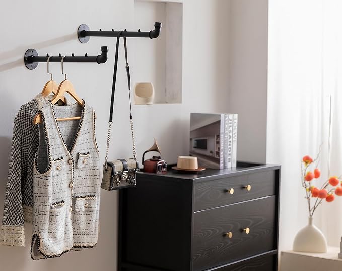 Industrial Wall Pipe Clothes Bar - Image 7