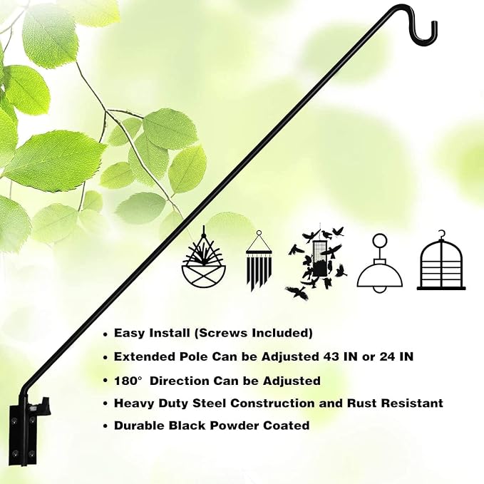MIXXIDEA 2 Packs Heavy Duty Extended Reach Wall Mounted Deck Hook Wall Pole - Image 5