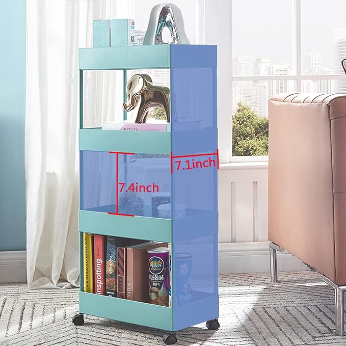 4 Tier Slim Rolling Utility Kitchen Cart Bathroom Organizer - Image 6
