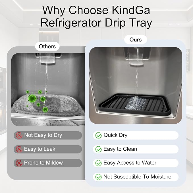 KindGa Refrigerator Drip Catcher Tray, Protector Ice and Water Dispenser Pan - Image 8