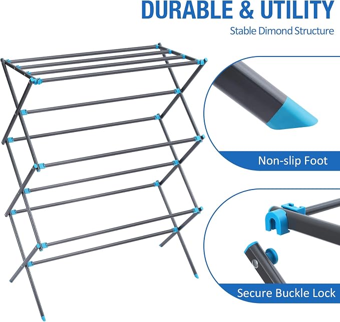 APEXCHASER Clothes Drying Rack, Foldable 2-Level Drying Rack Clothing, - Image 6