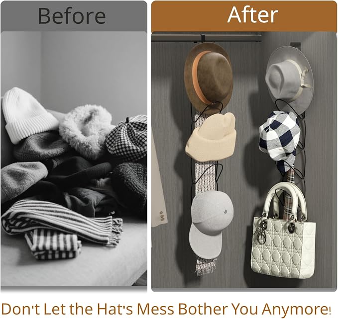 LINFIDITE 10 Pack Hat Rack Hanger Holder Organizer Closet Hanging Baseball Cap - Image 2