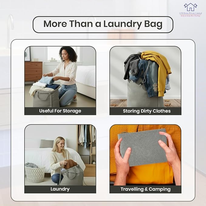 LFH Home Cotton Canvas Large Laundry Bag - Image 6