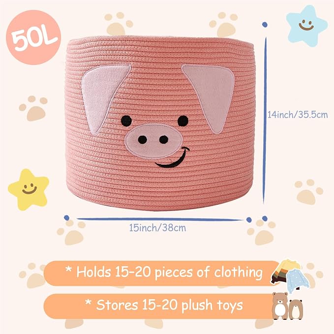 OMERAI Animal Baskets Cotton Rope Woven Storage Basket - Image 4