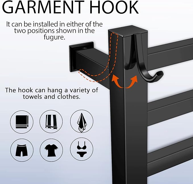Black Towel Warmer Rack for Bathroom - Image 4