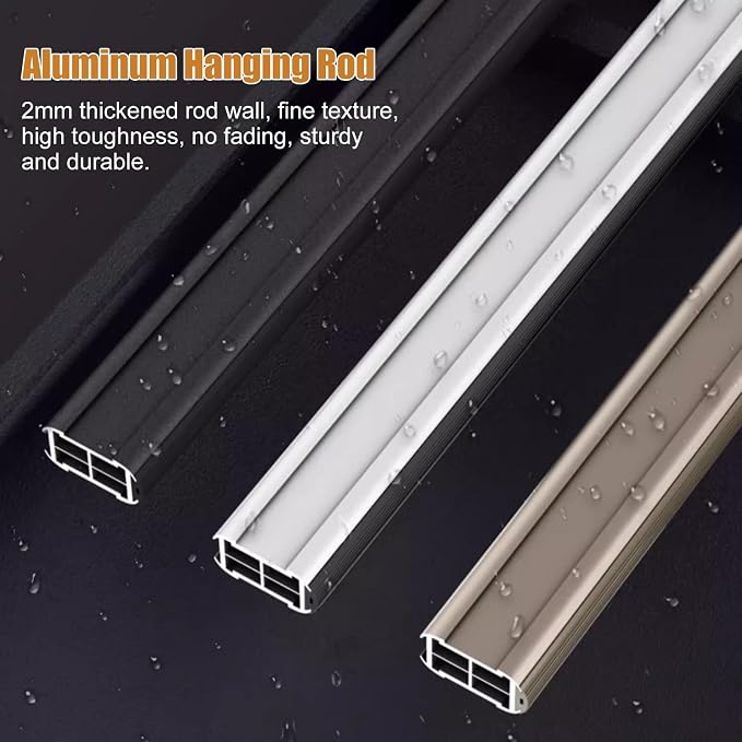 Clothes Rail for Wall, Metal Closet Bar for Hanging Clothes, Thick Garment Pole - Image 3